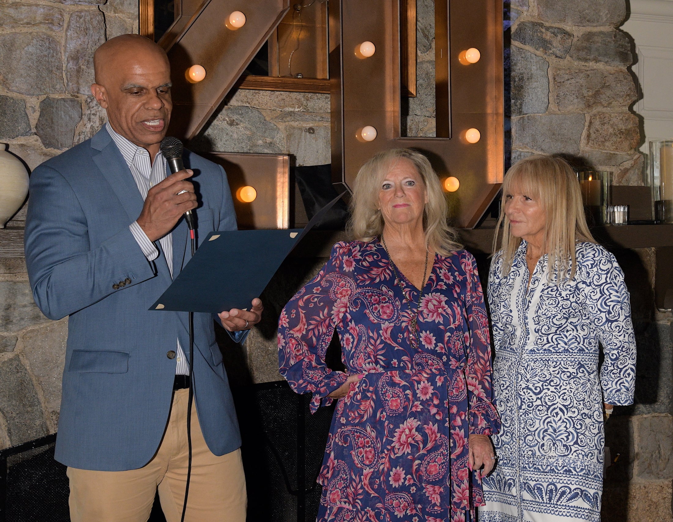 Frist Selectman Kevin Christie, Clasp's President Tracy Flood (42 years with Clasp) and Robin Hammond