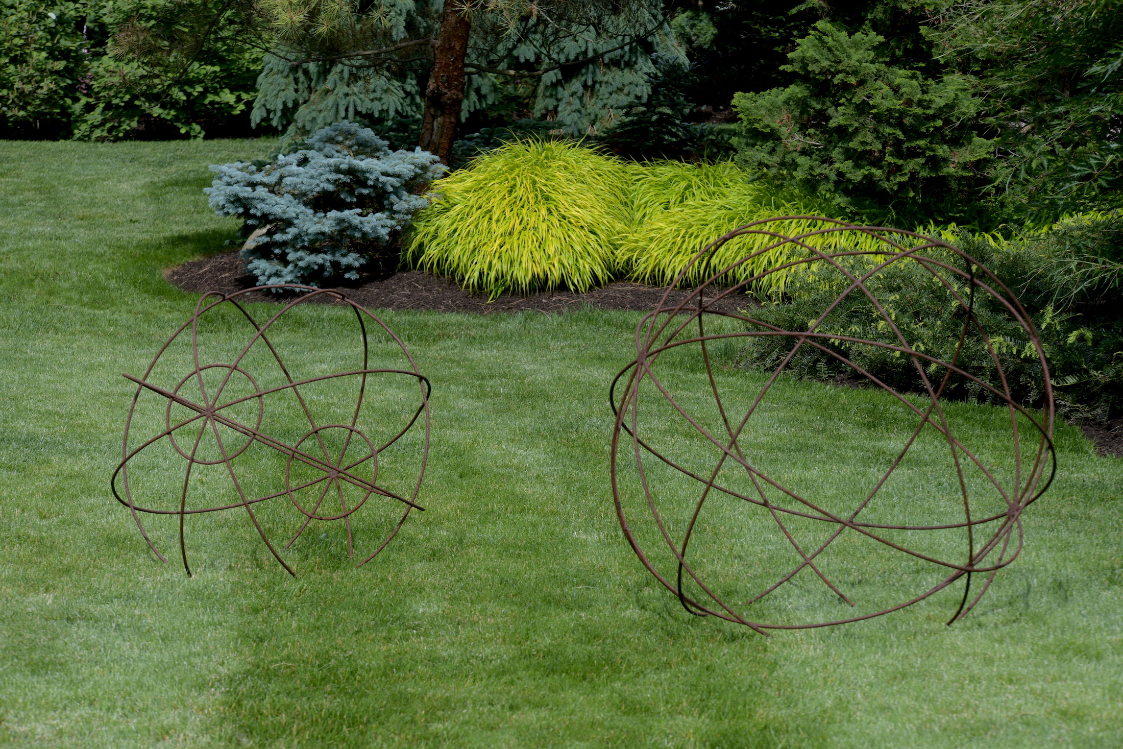Lawn with metal sculptures