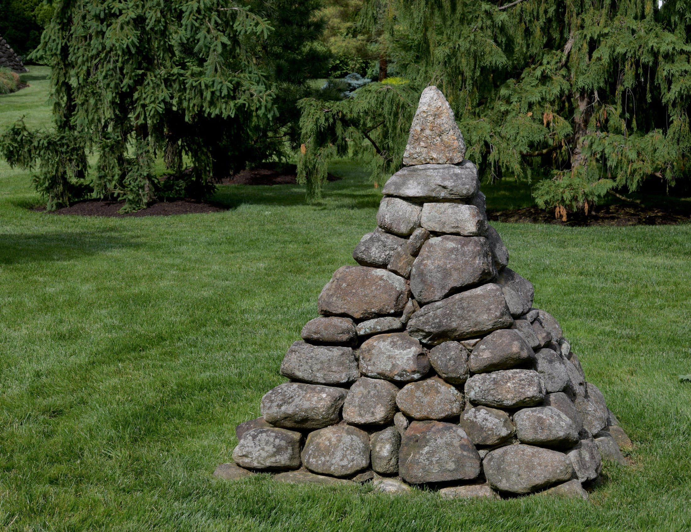 One of three cairn sculptures inspired by Scottish Highland trail markers