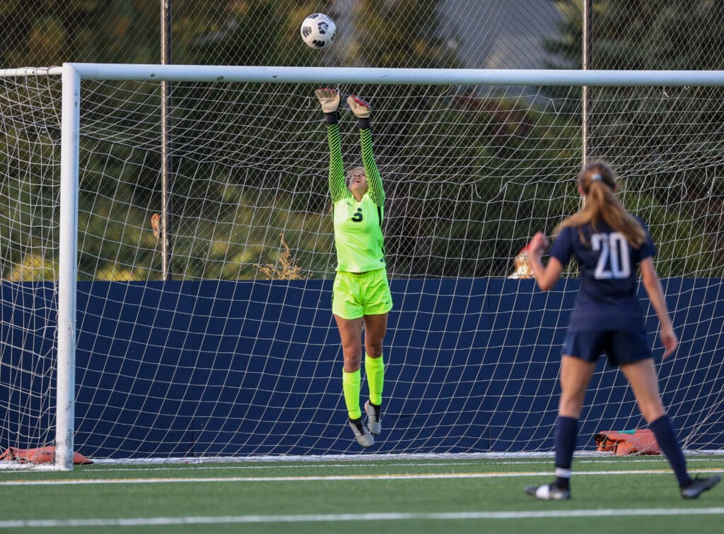 Alex Wasserman (#20) Watches another Cami Kolek save -- Photo Shelley Burger