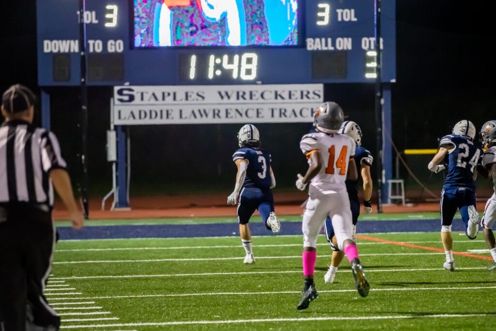 Captain Benji Titlebaum returns the 2nd half kickoff for a TD -- Photo Chris Greer