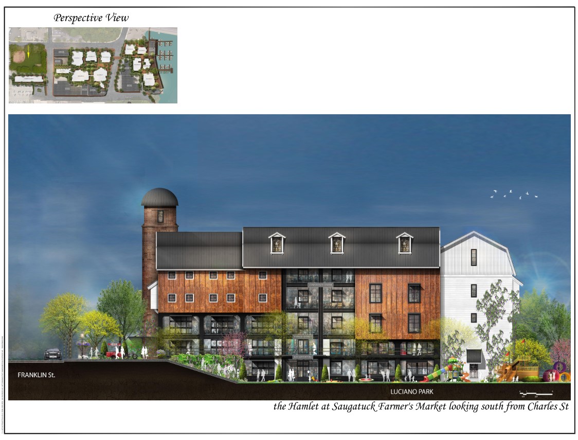 Conceptual renderings of the Hamlet at Saugatuck's Farmers Market building.