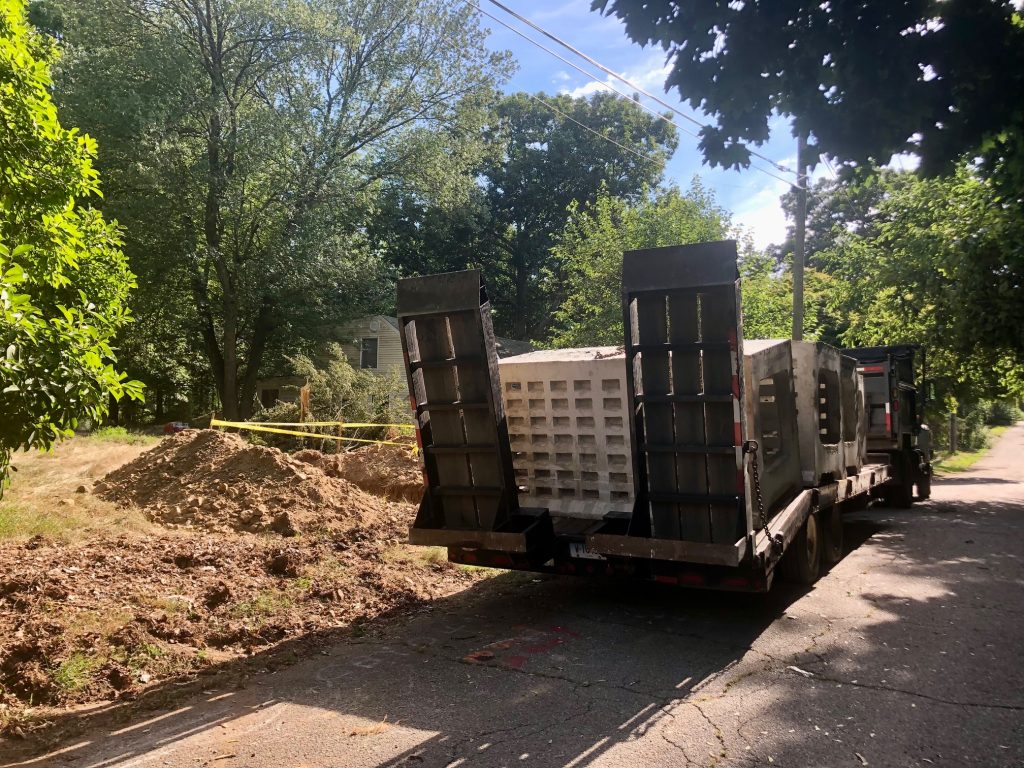 Septic tanks and oil tanks are being removed in the area of Hiawatha Lane Extension to be demolished. / Photo by Thane Grauel.