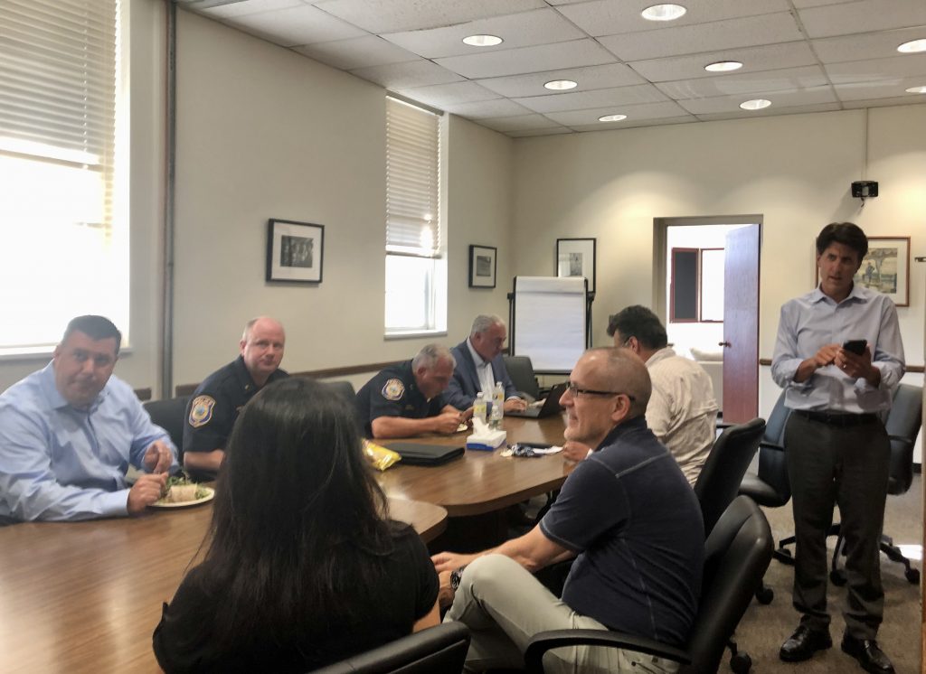 The Board of Education met with Westport police brass on Thursday evening to discuss security matters. / Photo by Thane Grauel.
