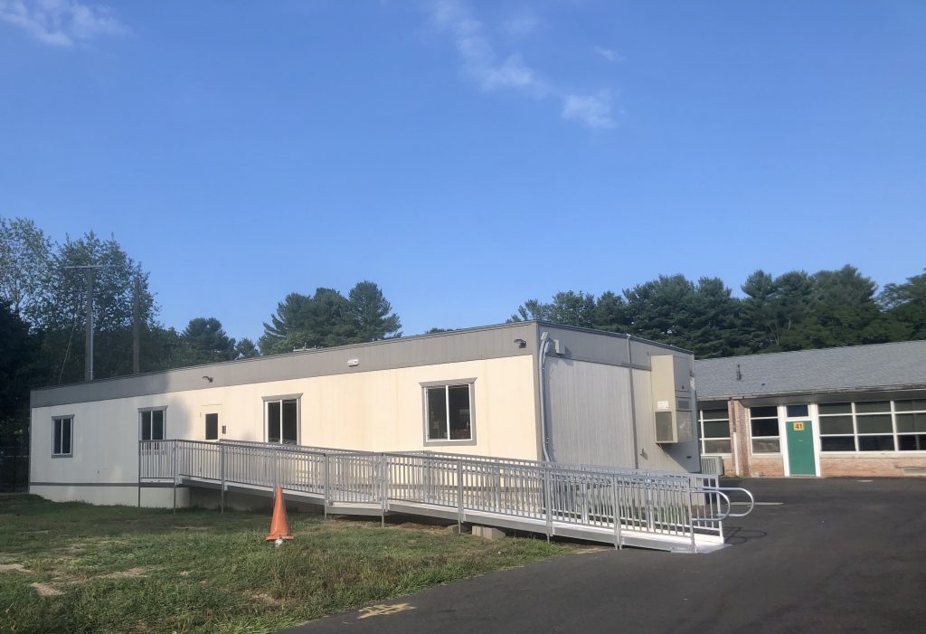 Modular classrooms behind Coleytown Elementary School. / Photo by Thane Grauel.