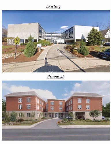 A before-and-after depiction of the medical facility on Burr Road.
