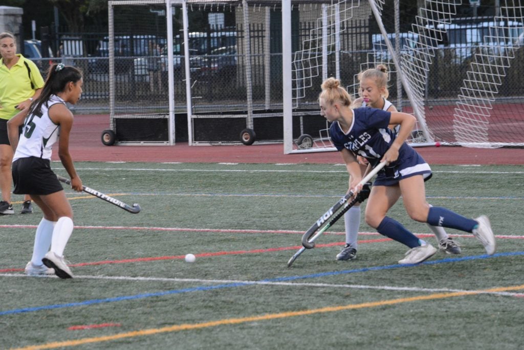 Francine Stevens battles during game action this season. Stevens scored in a win over Ridgefield on Thursday - Photo Andy Hutchison