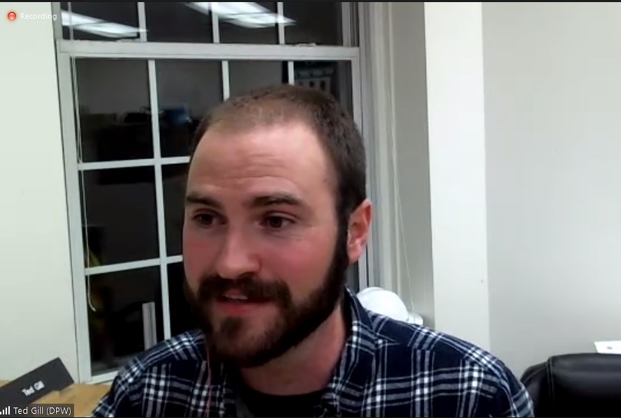 Ted Gill, an engineer with the Department of Public Works, at Wednesday's online meeting of the Flood and Erosion Control Board.