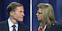 In lone debate, Senate candidates differ sharply