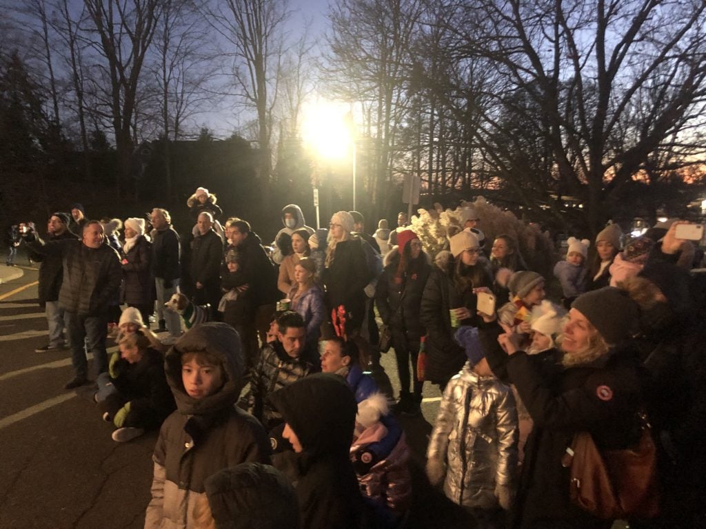 The crowd outside Town Hall on Thursday evening for the lighting of the town Christmas tree. / Photo by Thane Grauel