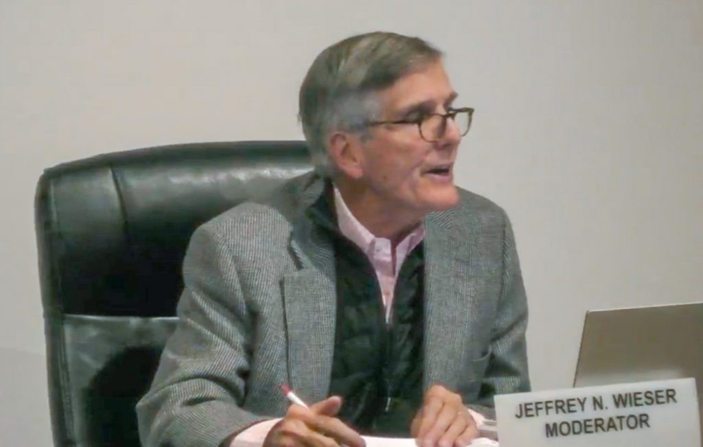 The Representative Town Meeting on Tuesday night voted to keep Jeffrey Wieser as moderator.
