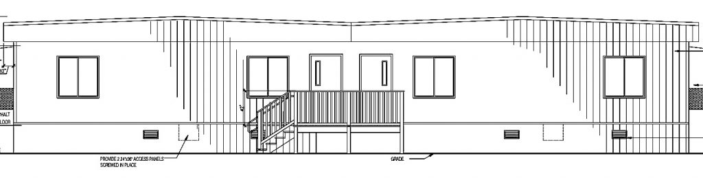 Architectural drawing of proposed modular classrooms at Long Lots Elementary School