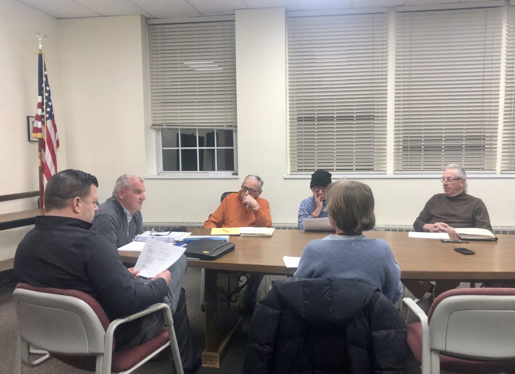 Police Chief Foti Koskinas discusses the railroad parking budget with the RTM's Transit Committee. / Photo by Thane Grauel