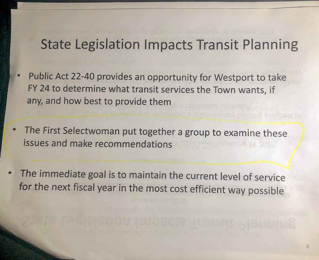 A page of the Transit District's budget presentation.