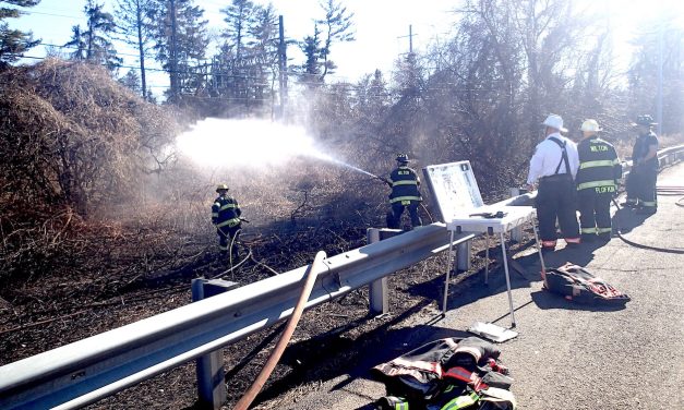 Firefighters battle blaze that shut down rail service