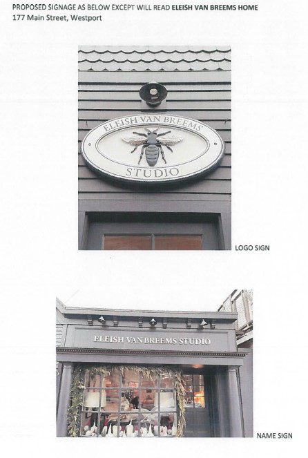 The sign plan for Eleish Van Breems on Main Street.