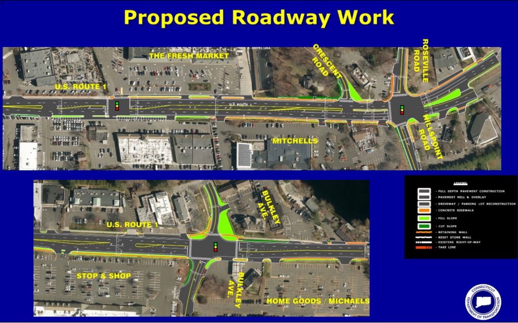 A DOT graphic of Post Road East work.