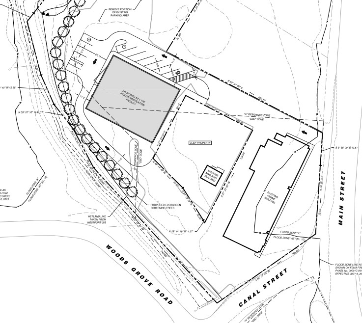 Location of possible indoor recreational facility off Main Street.