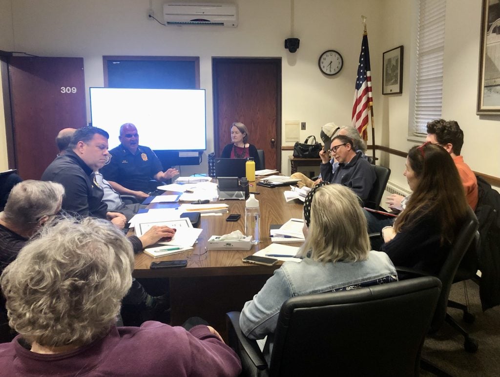 Monday's meeting of Transit Committee of the Representative Town Meeting. / Photo by Thane Grauel