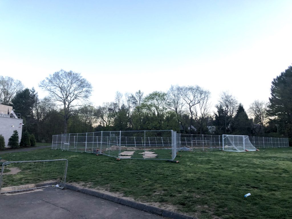The play area construction site at Coleytown Middle School. / Photo by Thane Grauel