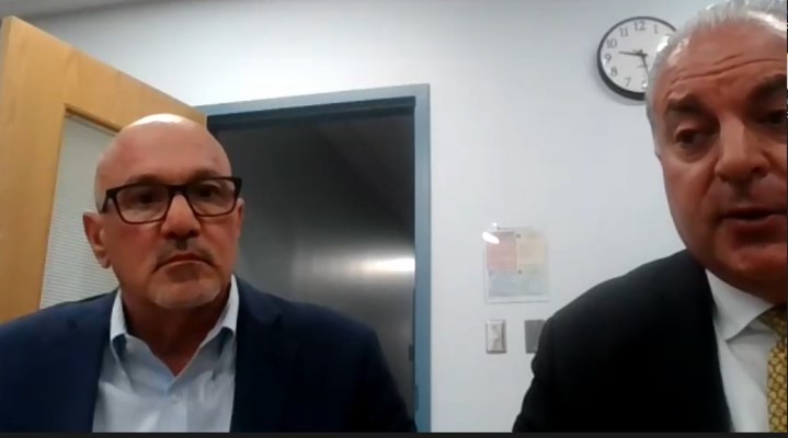 From left, Anthony Buono, Westport schools' Assistant Superintendent for teaching and learning, and schools' Chief Financial Officer Elio Longo.