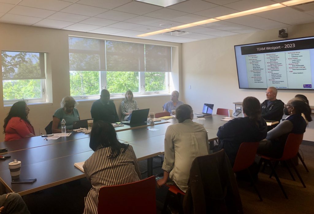 Wednesday's meeting of TEAM Westport at the Westport Library. / Photo by Thane Grauel