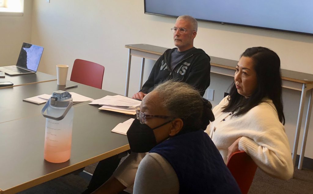 TEAM Westport members Andy Frankel, top center, Althea E. Seaborn, bottom center, and Joo Hee Yang. / Photo by Thane Grauel