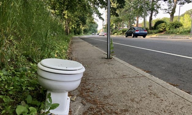 Crime scene commode? Toilet dumped on Riverside Avenue