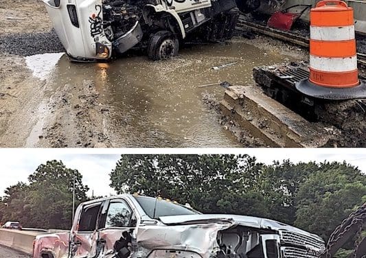 Firefighters untangle two truck crashes on I-95