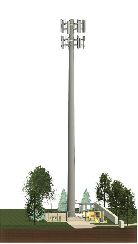 A graphic of the tower installation.