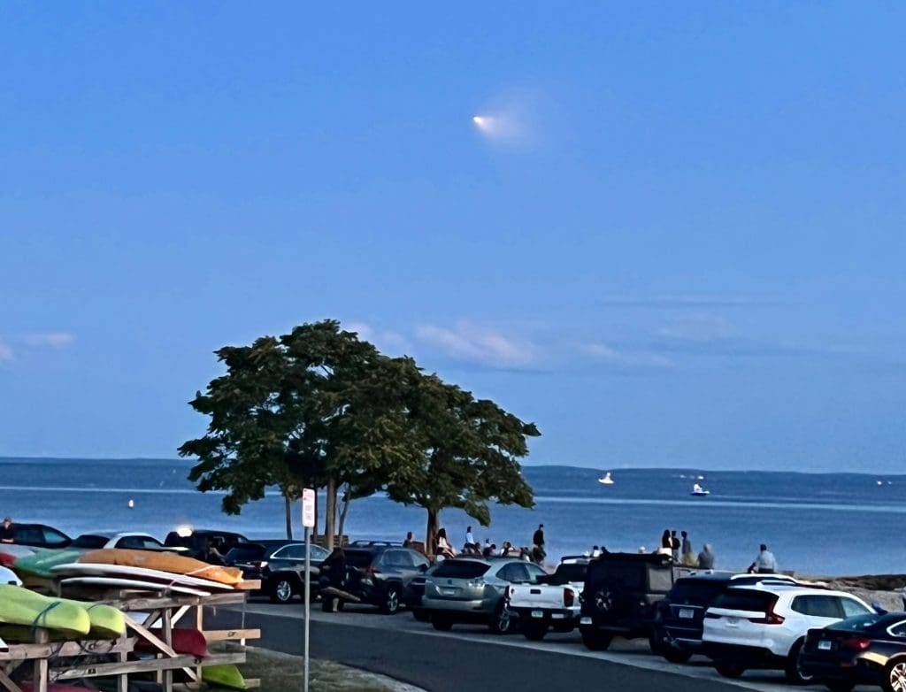 The Antares rocket as seen from Compo Beach. / Photo by Andrew Colabella