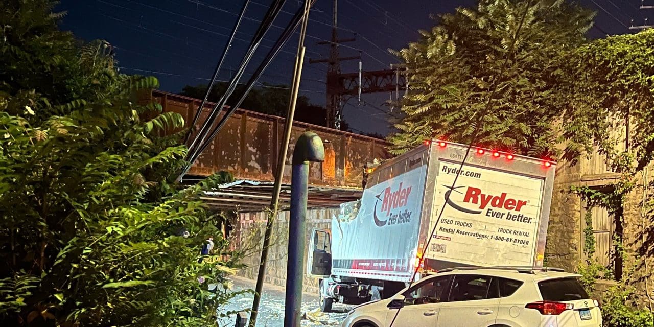 Truck strikes Metro-North bridge in Saugatuck