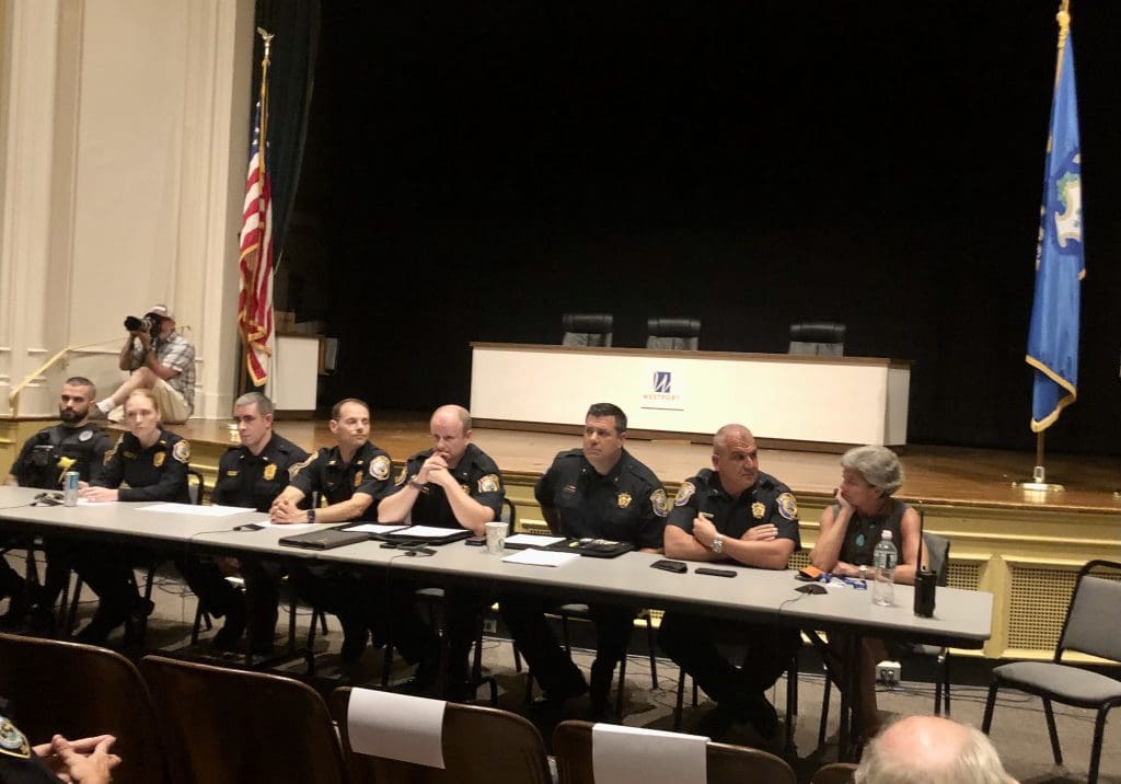 Westport police and First Selectwoman Jennifer Tooker.