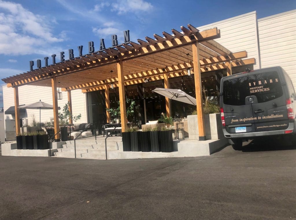 The pergola behind the new Pottery Barn. / Photos by Thane Grauel