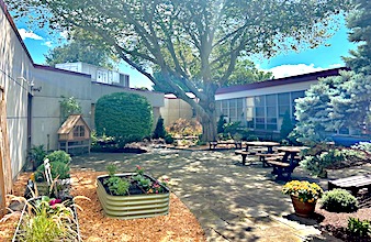 A courtyard blooms at Long Lots … for now