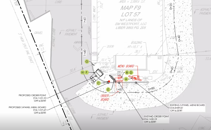 Plans showing ordering station being moved forward.