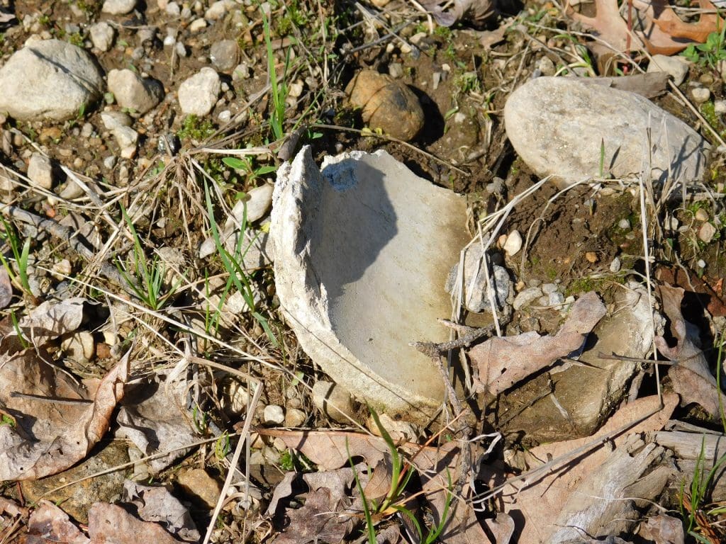 A shard said to be asbestos pipe among the fill where the community gardens might be moved. / Contributed photos