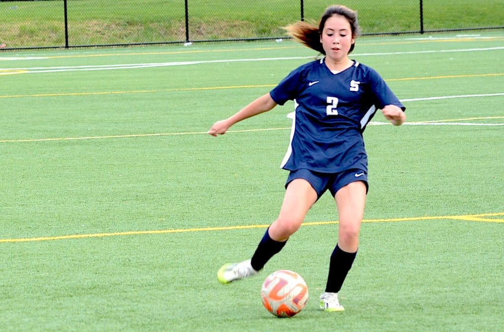 Staples’ Leigh Foran, in action earlier this year, netted a goal in the Wreckers’ 4-2 FCIAC Tournament opening win Thursday.