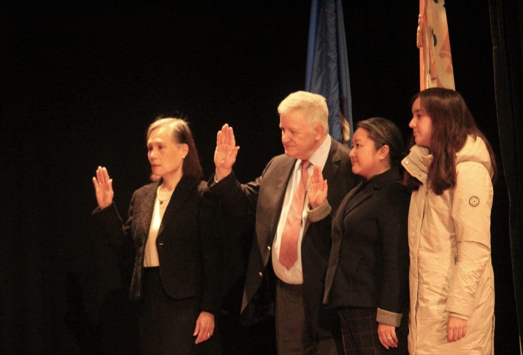 Zoning Board of Appeals members Liz Wong, James Ezzes and Michelle Hopson.