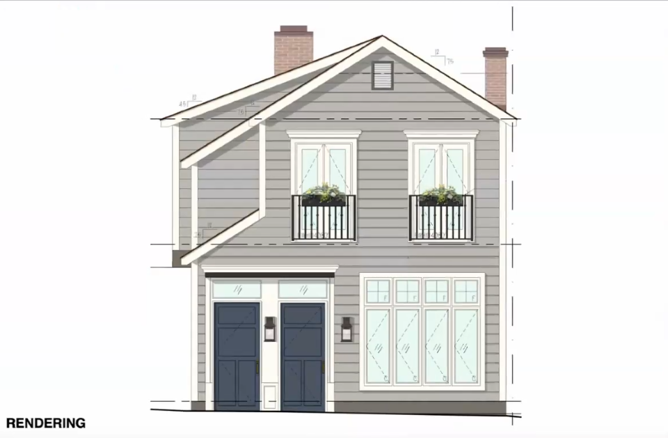 The revised plan to convert 36 Riverside Ave. to residential.