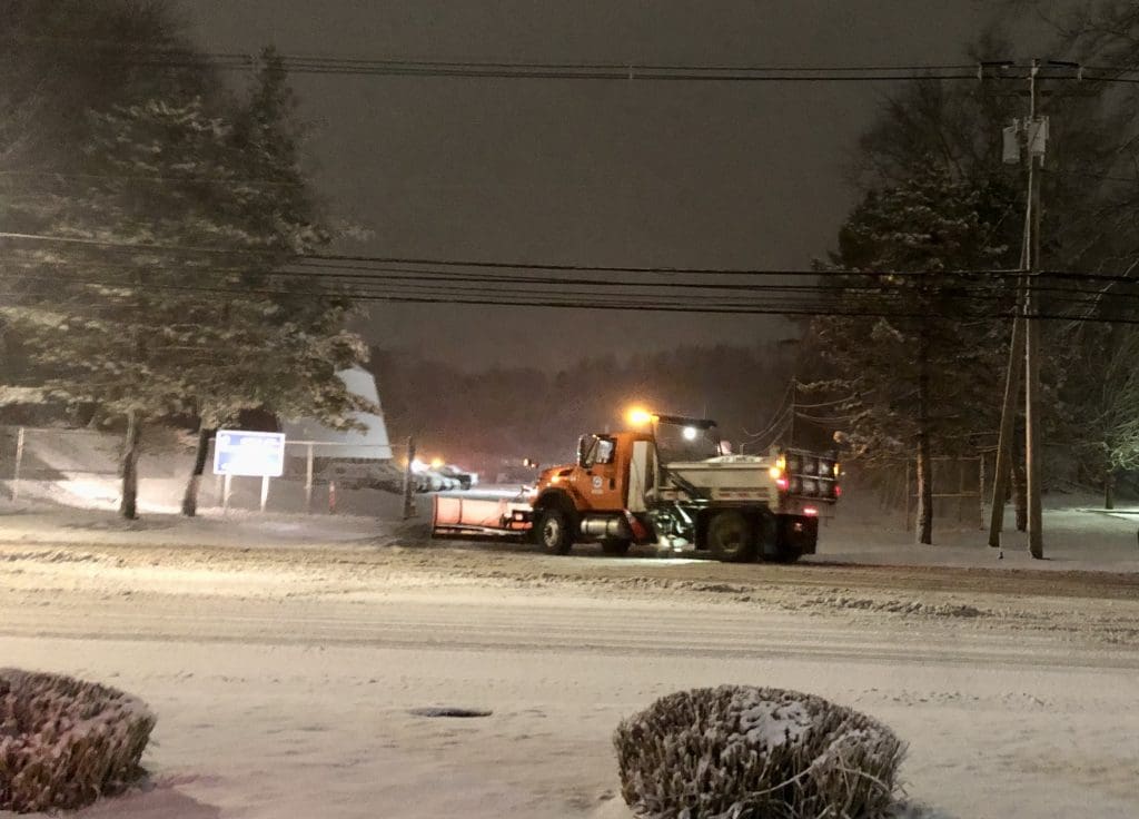 State Department of Transportation plow crews on Post Road East.