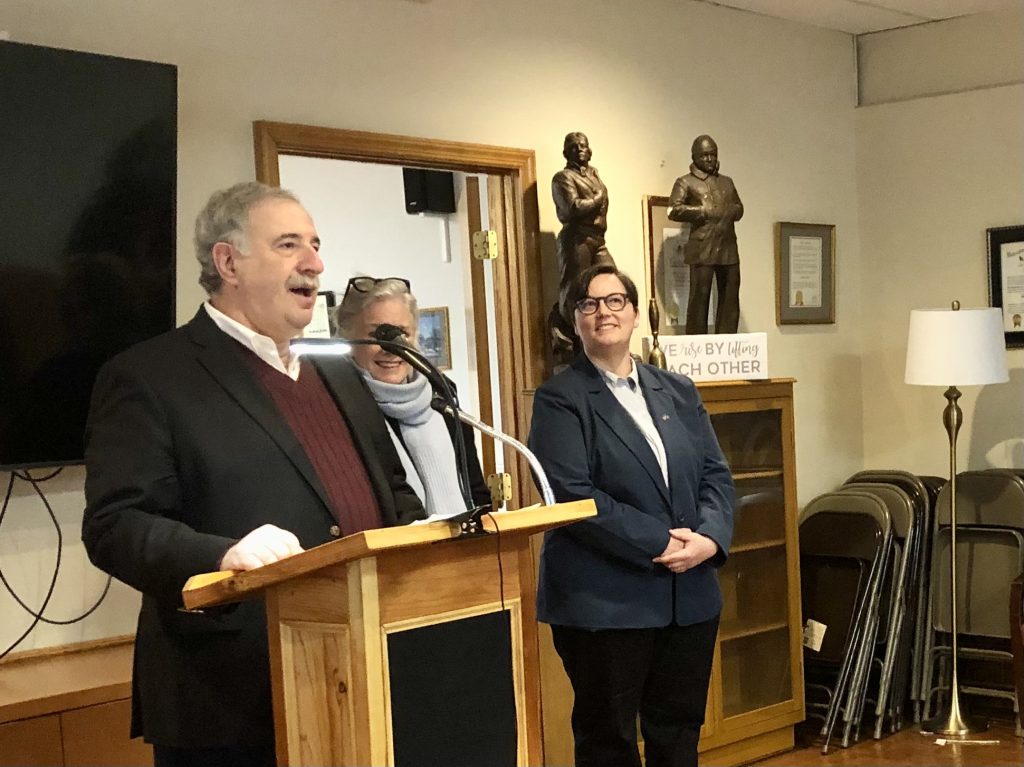State Rep. Jonathan Steinberg, state Sen. Ceci Maher and state Rep. Dominique Johnson.