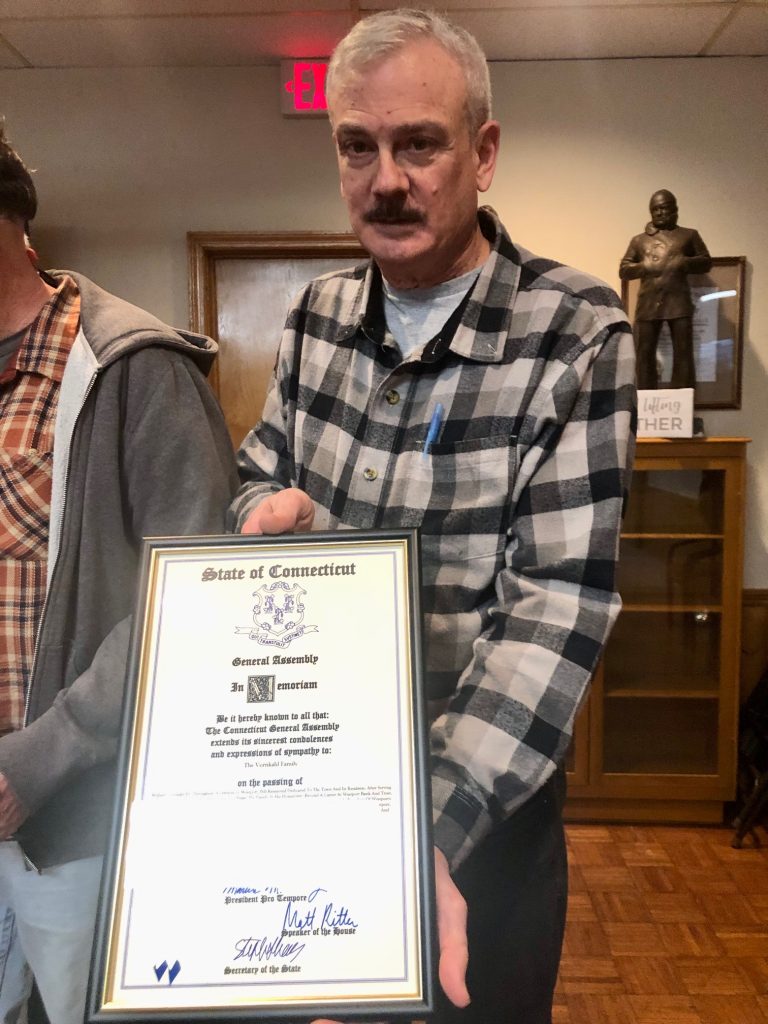 Bill Vornkahl IV with one a memorial citation from General Assembly.
