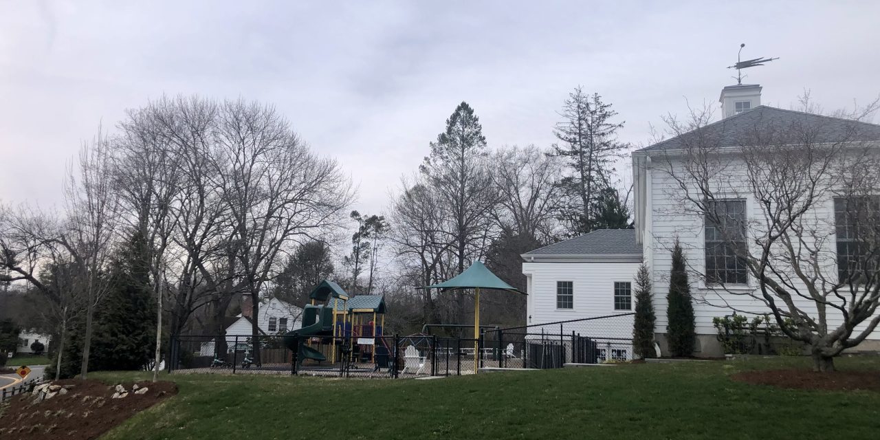 Greens Farms Church playground, BB court a swoosh