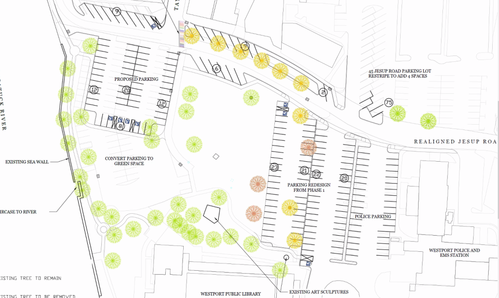 The plan for Jesup Green nearby parking.