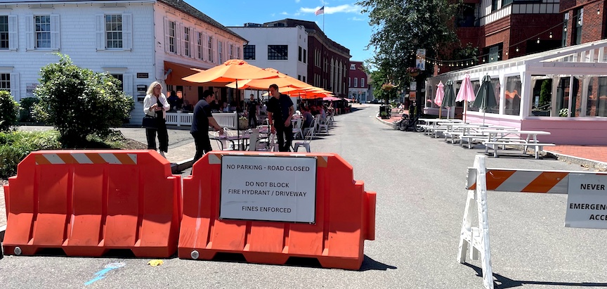 Since the COVID pandemic, a stretch of Church Lane has been closed to traffic and parking to promote shopping and outdoor dining.