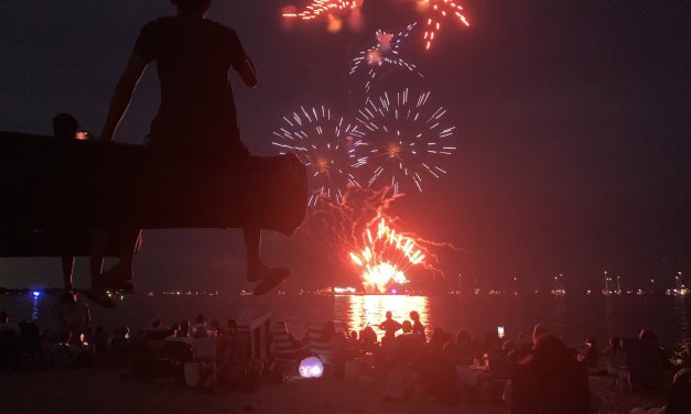 Fireworks light up the sky at Compo Beach