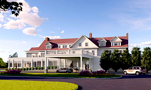 The Inn at Longshore, above, as it currently looks … and below, as the 134-year-old building will look after planned renovations, according to an architect’s illustration.