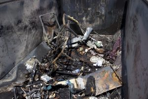 Damage was largely confined to items inside the dumpster. Photo Mark Molesworth