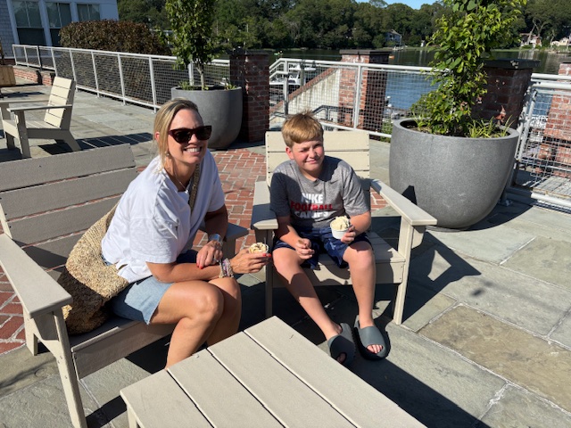 Kristin and Lochlann Purcell enjoy the water view